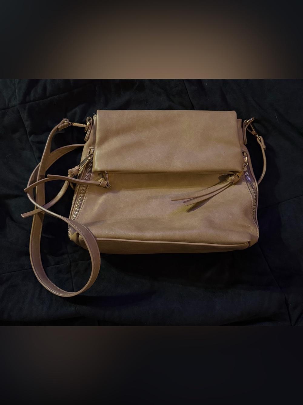 Urban Expressions Tan Fold-Over Crossbody Bag